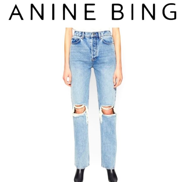 Anine Bing Lightwash Button-Fly Baggy Jeans size 25 waist, inseam 33" EUC - Picture 1 of 16